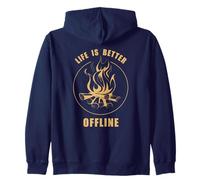 Life is Better Offline - Camping & Star Gazing Nature Quote Felpa con Cappuccio