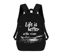 Life Is Better on River - Zaino unisex da viaggio, 43 cm, con stampa