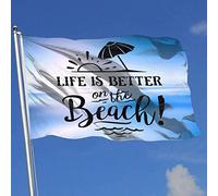 Life is Better On The Beach Flag 3x5 Ft Stampa su un lato Striscione bandiera della famiglia di benvenuto