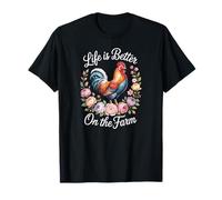 Life is Better on The Farm, Corona di Galli e Fiori Maglietta