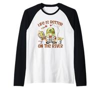 Life Is Better On The River Fisherman GNOME Loves Fishing Maglia con Maniche Raglan