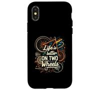 Life Is Better On Two Wheels Bicycle Cycling Bike Rider Custodia per iPhone X/XS