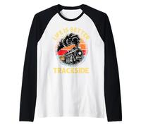 Life Is Better Treno a vapore vintage Treno a vapore Tramonto Art Maglia con Maniche Raglan