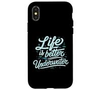 Life Is Better Underwater Scuba Diving Ocean Sea Custodia per iPhone X/XS