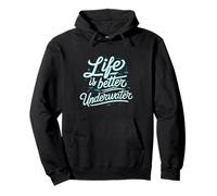 Life Is Better Underwater Scuba Diving Ocean Sea Felpa con Cappuccio