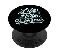 Life Is Better Underwater Scuba Diving Ocean Sea PopSockets PopGrip Adesivo