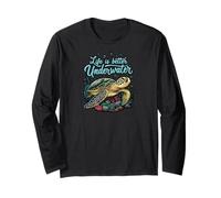Life Is Better Underwater Sea Turtle Oceans Lover Diving Maglia a Manica