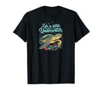 Life Is Better Underwater Sea Turtle Oceans Lover Diving Maglietta