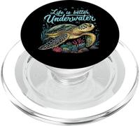 Life Is Better Underwater Sea Turtle Oceans Lover Diving PopSockets PopGrip per MagSafe