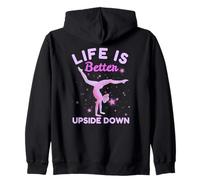 Life is Better Upside Down Gymnast Gymnastic Girl Felpa con Cappuccio