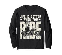 Life is Better When You Ride Biker Funny Dad Mens Motorcycle Maglia a Manica