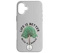 Life is Better with a Banjo Vintage Tree Music Illustration Custodia per iPhone 16 Plus