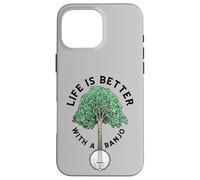 Life is Better with a Banjo Vintage Tree Music Illustration Custodia per iPhone 16 Pro Max