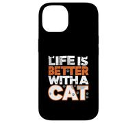 Life Is Better With A Cat Paw Print Feline Lover Custodia per iPhone 14