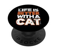 Life Is Better With A Cat Paw Print Feline Lover PopSockets PopGrip Adesivo