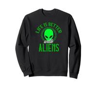 Life Is Better with Aliens Retro Vintage Alieni Fan Felpa