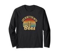 Life Is Better with Bees Retro Vintage Maglia a Manica