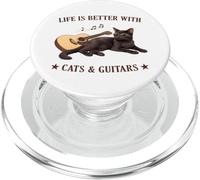 Life is Better With Cats And Guitars Black Cat Guitarist PopSockets PopGrip per MagSafe