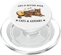 Life is Better With Cats And Guitars Tabby Cat Guitarist PopSockets PopGrip per MagSafe