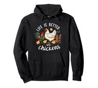 Life Is Better with Chickens Farm Rooster Hen Chick Felpa con Cappuccio