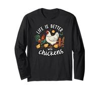 Life Is Better with Chickens Farm Rooster Hen Chick Maglia a Manica