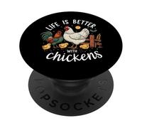 Life Is Better With Chickens Farm Rooster Hen Chick PopSockets PopGrip Adesivo