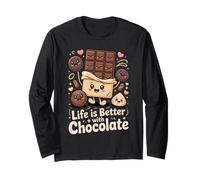 Life Is Better with Chocolate | Funny chocolatey Happiness. Maglia a Manica