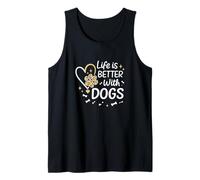 Life Is Better with Dogs Paw Heart Cute Graphic Canotta