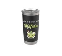 Life is Better with Matcha - Japanese Green Tea Graphic Bicchiere termico in acciaio inox doppia parete