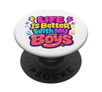 Life Is Better With My Boys Boy Mom Festa della mamma Regali PopSockets PopGrip Adesivo