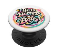 Life Is Better With My Boys Boy Mom Festa della mamma Regali PopSockets PopGrip Adesivo
