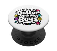 Life Is Better With My Boys Boy Mom Festa della mamma Regali PopSockets PopGrip Adesivo