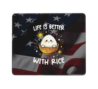 Life Is Better with Rice1 Tappetini per Il Mouse Liscio Mousemat Portatile Tappetini Mouse per Computer Casa Laptop 25X30Cm