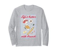 Life is Butter with Brunch Illustrated Picnic Cute Foods Maglia a Manica
