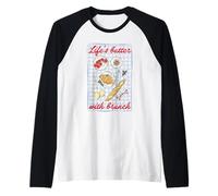 Life is Butter with Brunch Illustrated Picnic Cute Foods Maglia con Maniche Raglan
