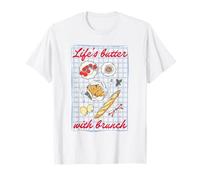Life is Butter with Brunch Illustrated Picnic Cute Foods Maglietta