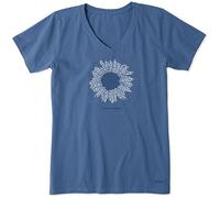 Life Is Good Crusher Graphic V-Collo t-Shirt Donna Girasole Francese