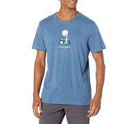 Life Is Good Crusher Tee Shirt, Short Sleeve Cotton Graphic T-Shirts, Jake And Rocket Moon, Blu Vintage, L Uomo