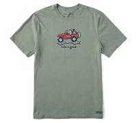 Life is Good T-Shirt da Uomo Vintage Crusher Graphic off-Road Jake, Jake Fuoristrada - Verde Muschio, XL