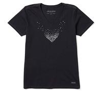 Life Is Good Crusher Vee T-Shirt da Donna Cuore di Cuori Crusher Vee: Amore/Felicità, Donna Unisex - Adulto, 61173, Cuori Jet Black, XXL