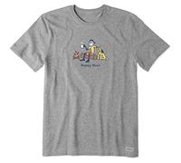 Life is Good T-Shirt Vintage Unisex con Scritta Happy Hour, con Scritta Happy Hour