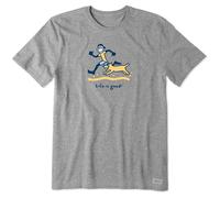 Life is Good T-Shirt Vintage Unisex con Scritta Jake And Rocket e Crusher Jake & Rocket, Maglietta Grafica con Cane