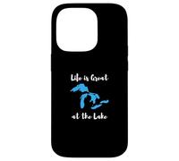 Life is Great at the Lake Great Lakes Funny Design Custodia per iPhone 14 Pro
