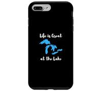 Life is Great at the Lake Great Lakes Funny Design Custodia per iPhone 7 Plus/8 Plus