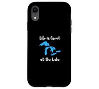 Life is Great at the Lake Great Lakes Funny Design Custodia per iPhone XR