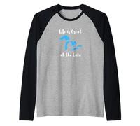 Life is Great at The Lake Great Lakes Funny Design Maglia con Maniche Raglan