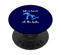 Life is Great at the Lake Great Lakes Funny Design PopSockets PopGrip Adesivo