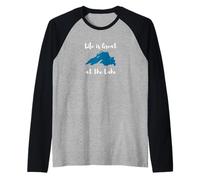 Life is Great at The Lake Superior Graphic Maglia con Maniche Raglan