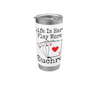Life Is Hard Play More Euchre Card Game Winning Dire Win Bicchiere termico in acciaio inox doppia parete