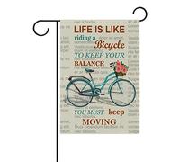 Life Is Like Bicycle Bandiera Da Giardino Resistente Alle Intemperie Bandiera Colore Vivido Flag Per Casa Feste Interno 30X45Cm